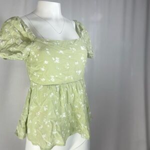 Love Tree Light Green Floral Blouse